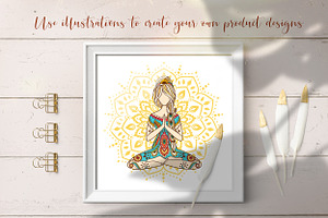 4 Items Meditation Girl. Small Set