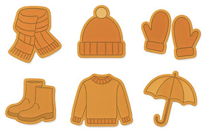 Autumn clothing set featuring scarf,, an Illustration by Dvoevnore photos