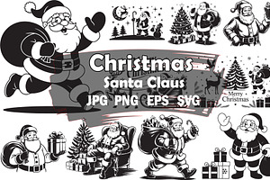 Vintage Santa Clipart Bundle, an Object Illustration by Gaye Art