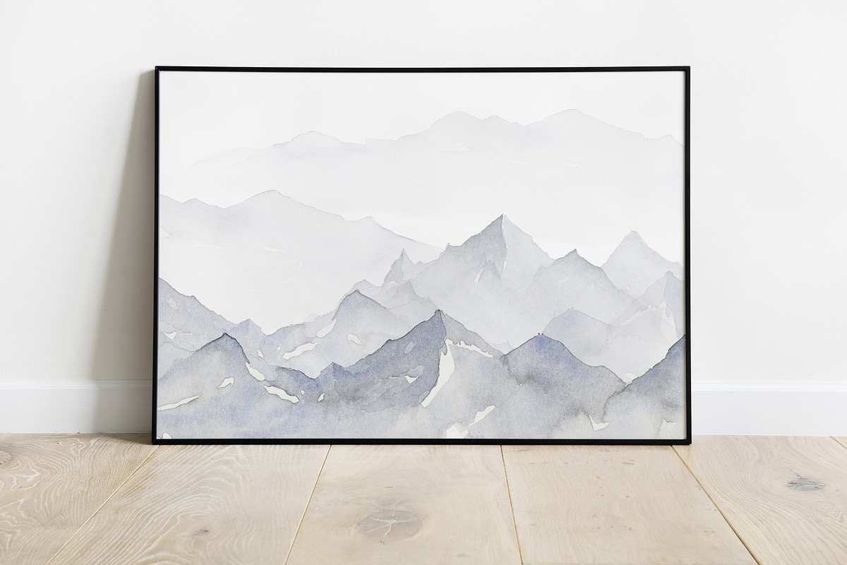 Watercolor Mountains Clipart, a Background Graphic by Lemon design (Photo 5 of 8)