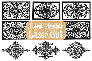 Elegant Floral Mandala Laser Cut, an Illustration by Creativeshirt