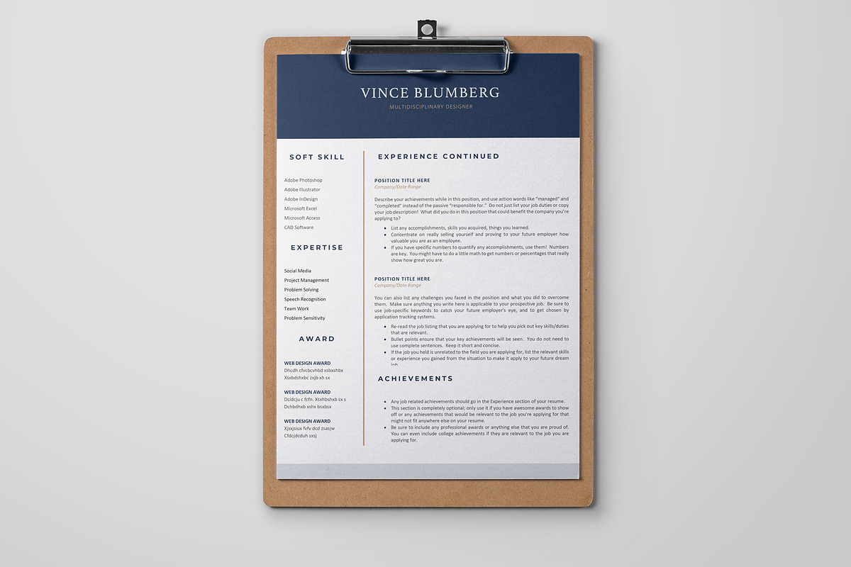 4 Page Resume/CV Template - Vince, a Resume Template by OpulentStu (Photo 3 of 5)
