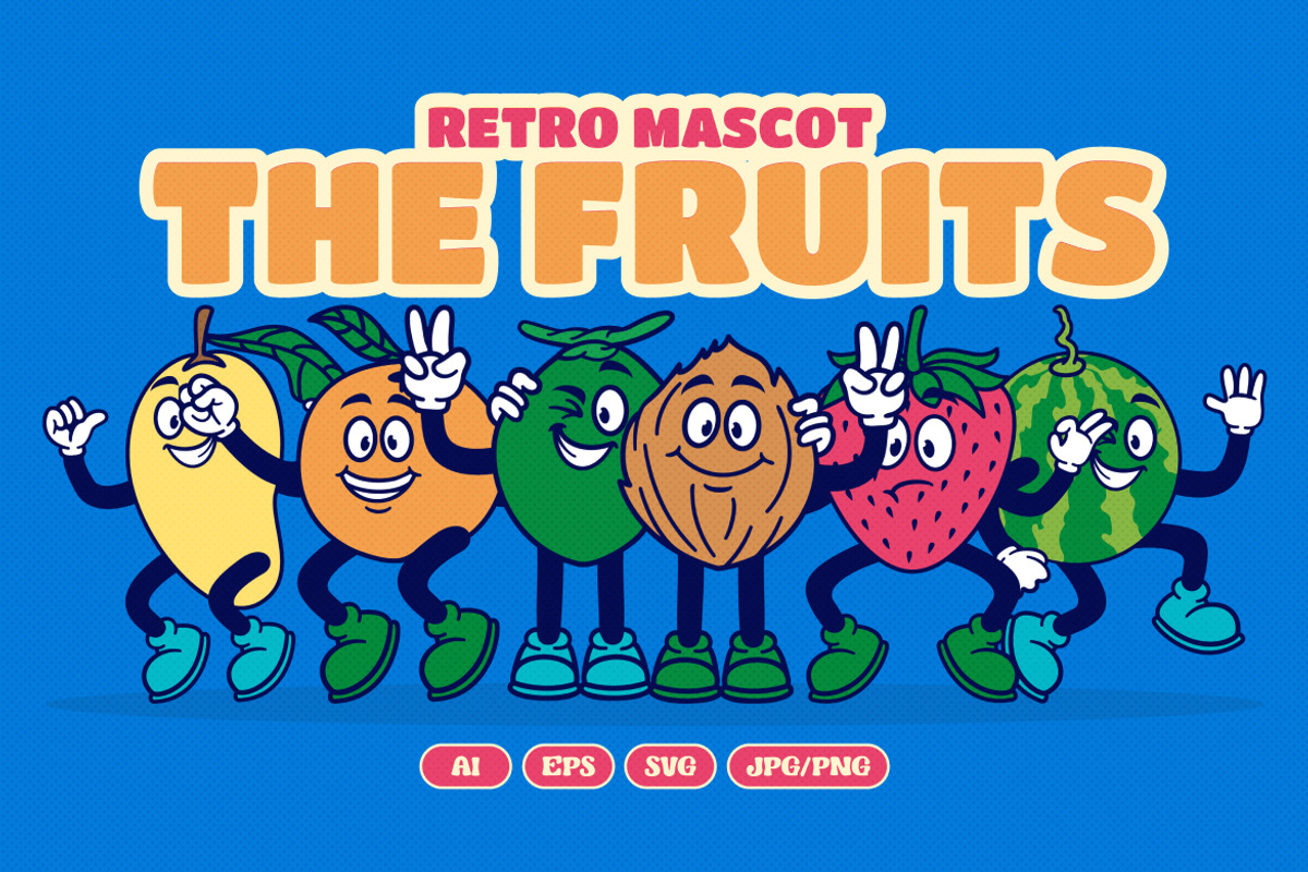 Retro Fruit Mascot Illustration, an Object Illustration by Decoconio Design (Photo 1 of 8)