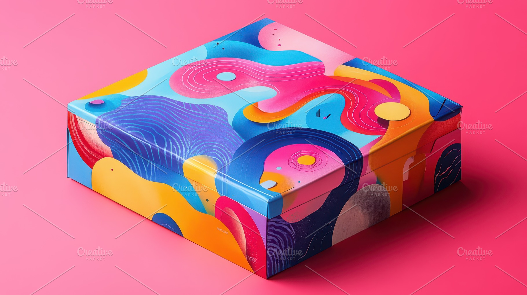 Colorful art box on pink backdrop. V, a Background Photo by Pixeness Studio