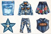 Vintage Denim Sublimation Clipart, an Illustration by Rose Art (Thumbnail 2 of 4)