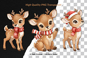 15 Bundle Watercolor Christmas Deer, an Animal Illustration by Morspective (Thumbnail 2 of 8)