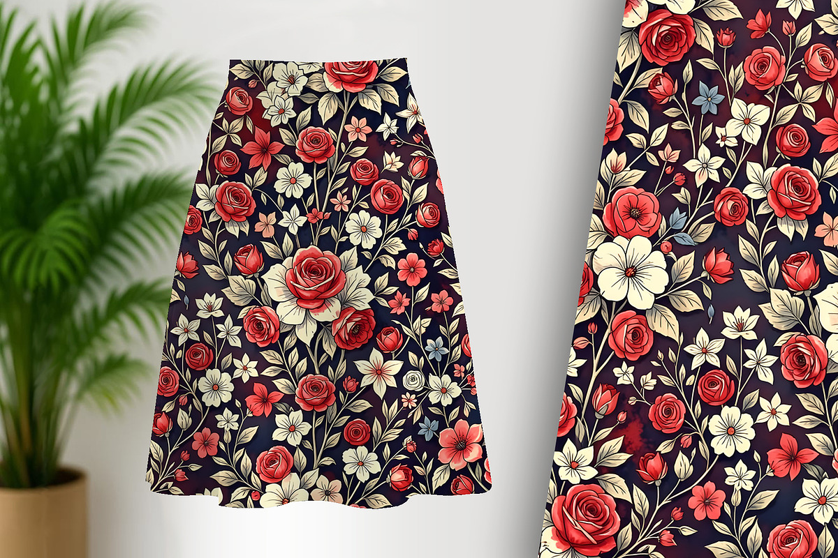 Red White and Blue Floral Background, a Decorative Illustration by Sharon Schwalbe (Photo 1 of 6)