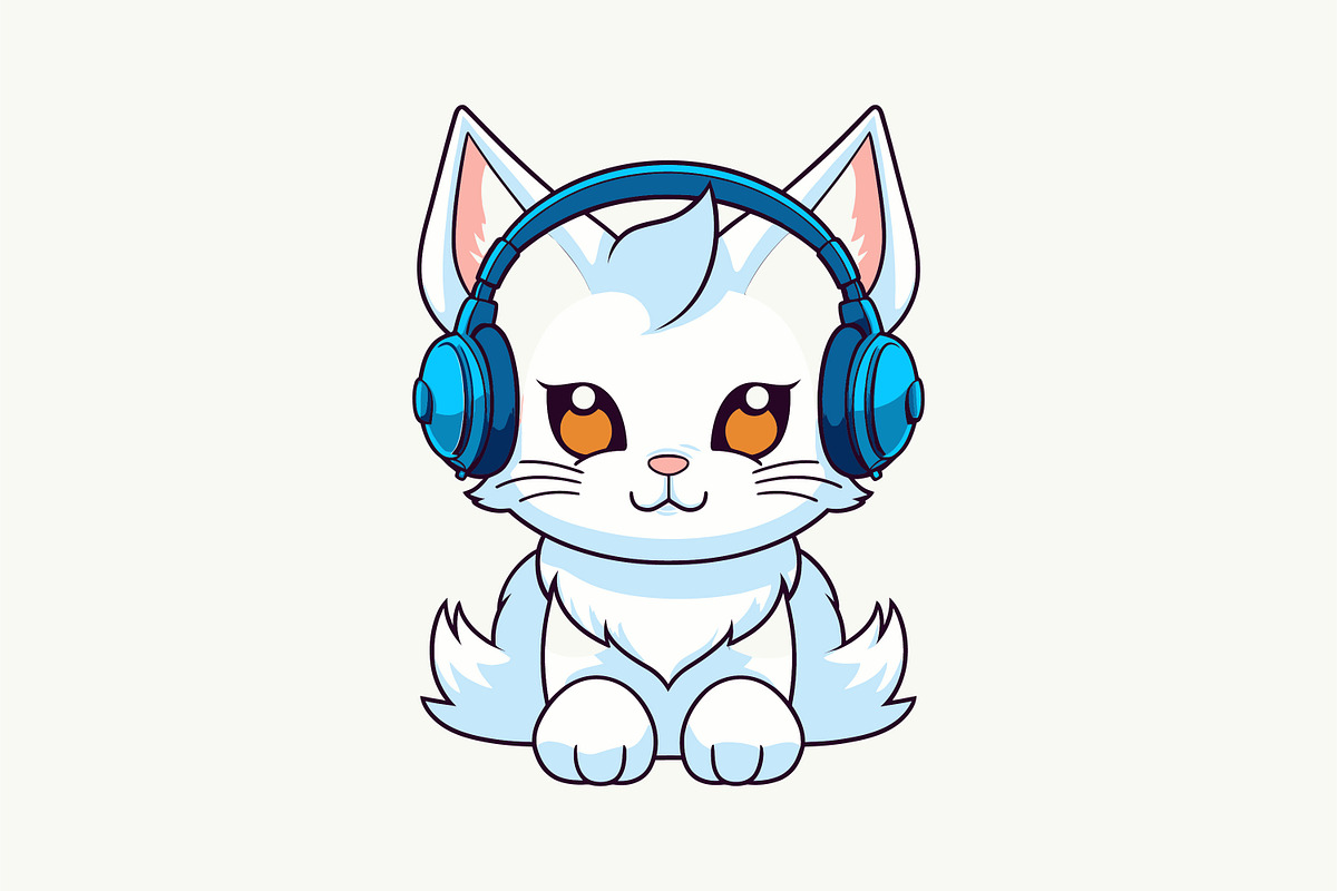 Cat with headphones Mascot Vector, a Branding & Logo Template by Ahmad Designs (Photo 2 of 2)