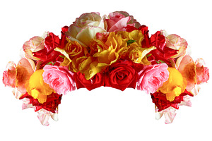 Colorful floral wreath of multicolor roses for head on an isolat, an Abstract Photo by ndanko