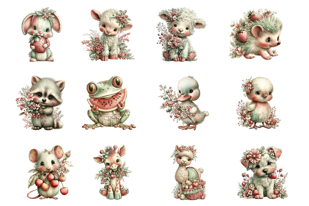 Whimsical Animals with Fruits Clipar, an Illustration by Designworld (Photo 3 of 6)