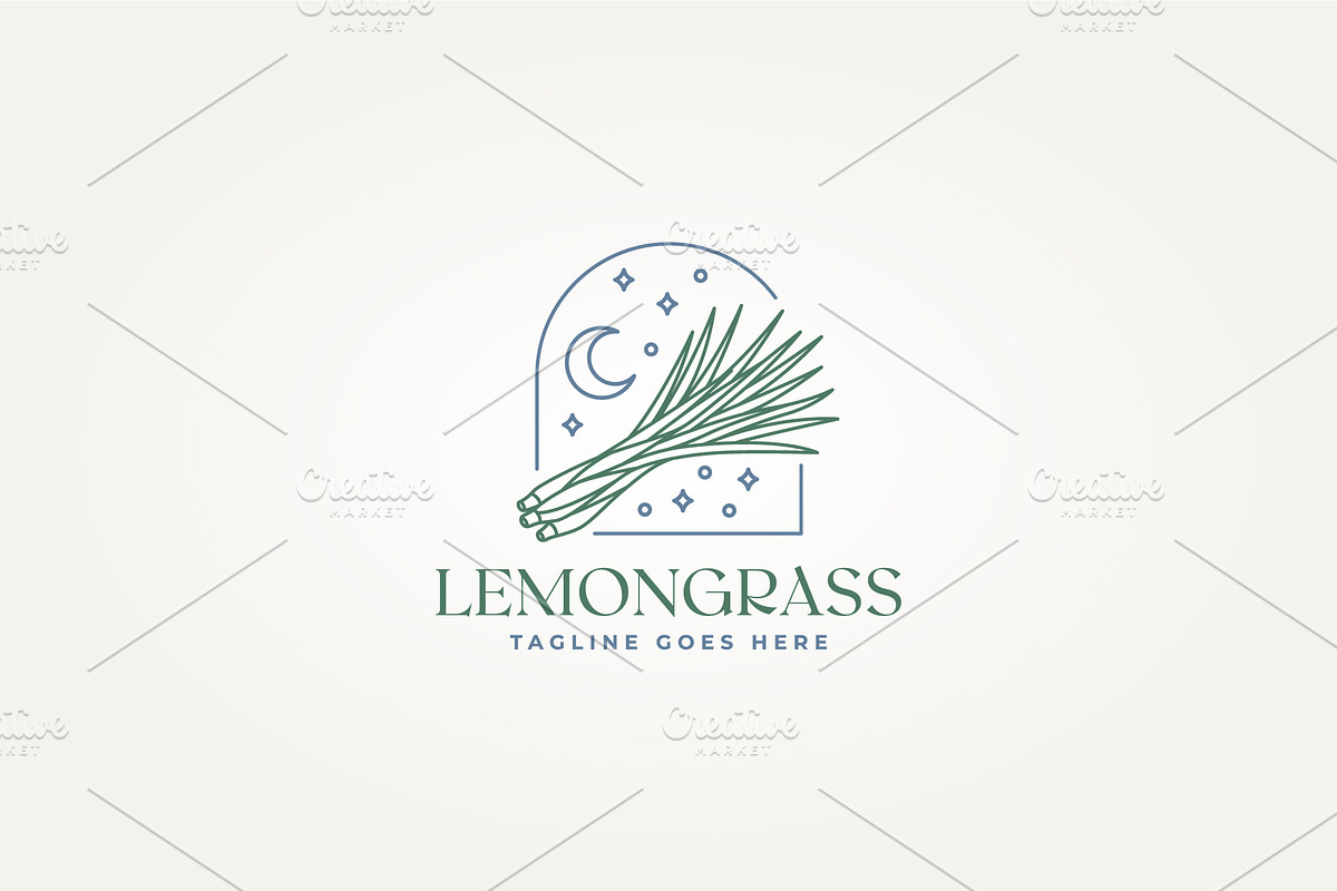 lemongrass botanical leaves logo, a Branding & Logo Template by Blazybone