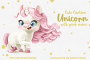 Cute cartoon baby Unicorn, an Animal Illustration by Azuzlikus (Thumbnail 1 of 3)