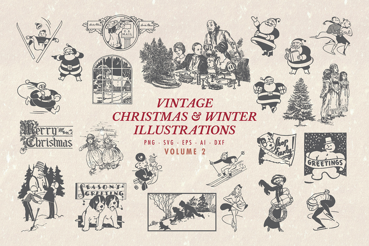 Vintage Christmas Illustrations vol2, a Seasonal Illustration by Seaquint (Photo 1 of 6)