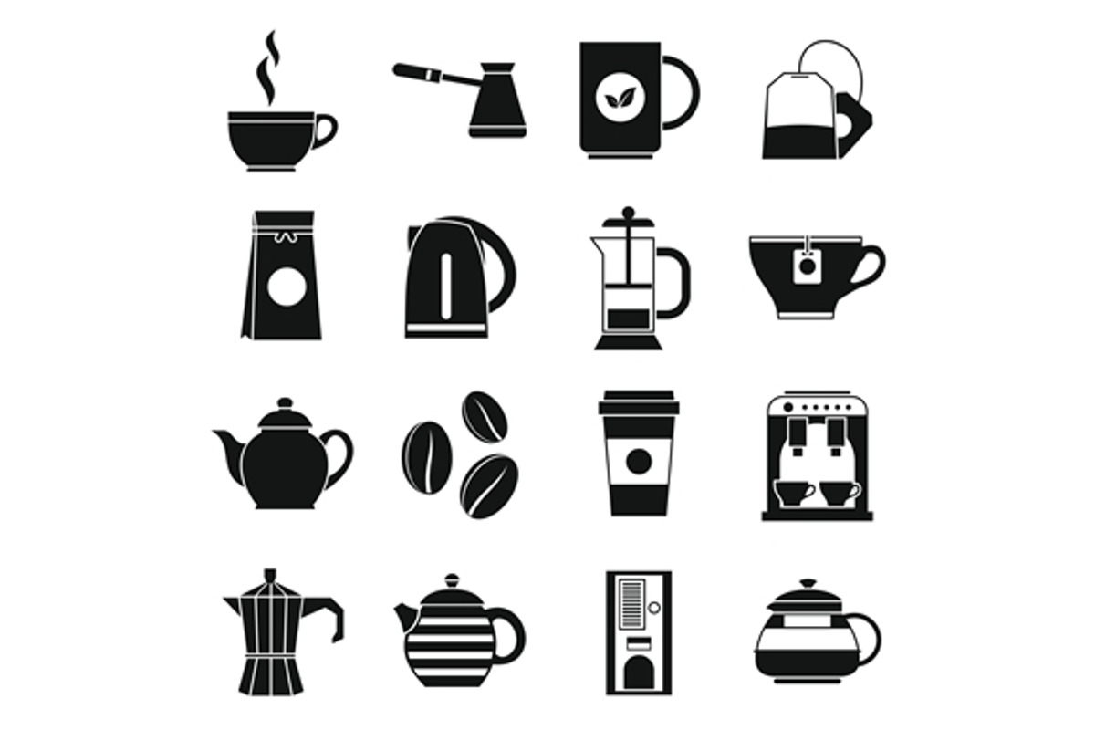 Tea and coffee icons set, an Icon by Ylivdesign