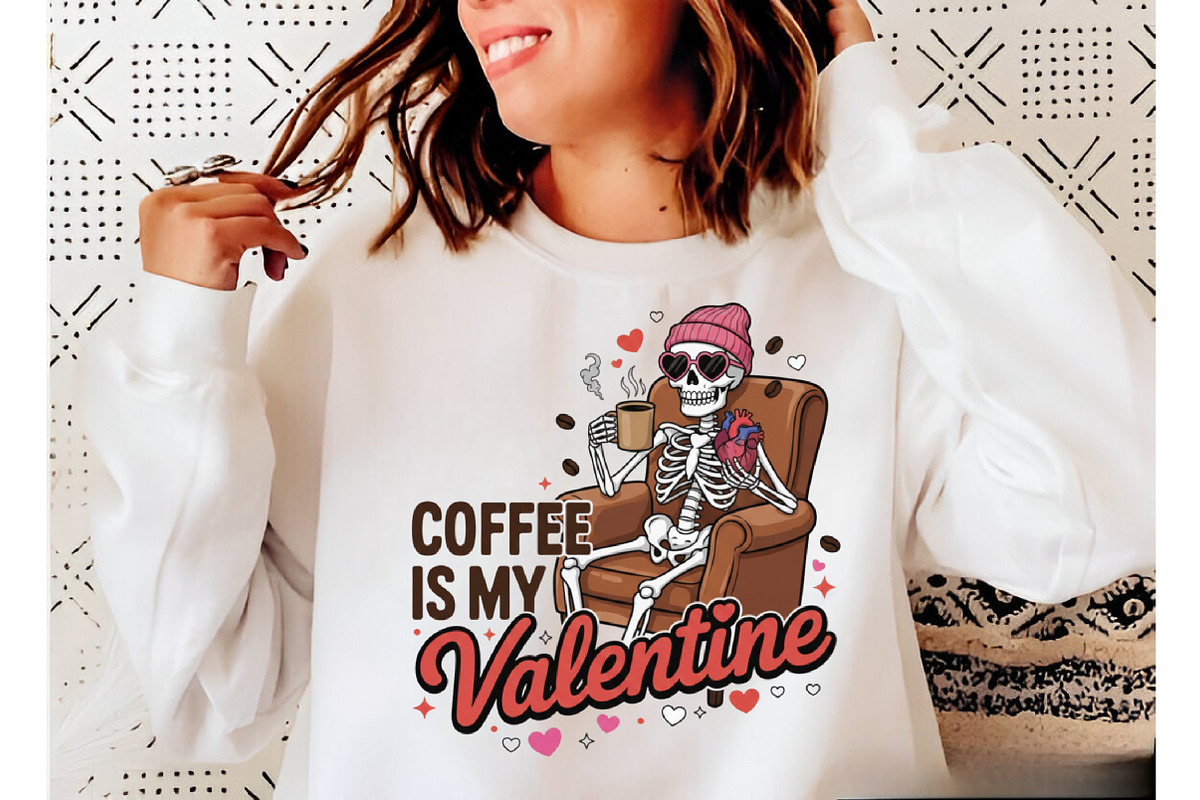 Coffee is My Valentine Skeleton Png, an Illustration by Designking (Photo 2 of 6)