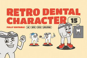 Retro Dental Mascot Illustration