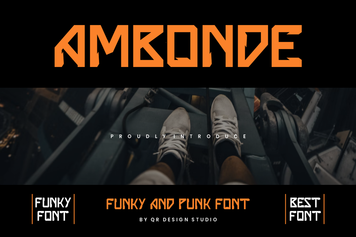 Ambonde - Punk & Funky Font, a Sans Serif Font by QR Design Studio (Photo 1 of 6)