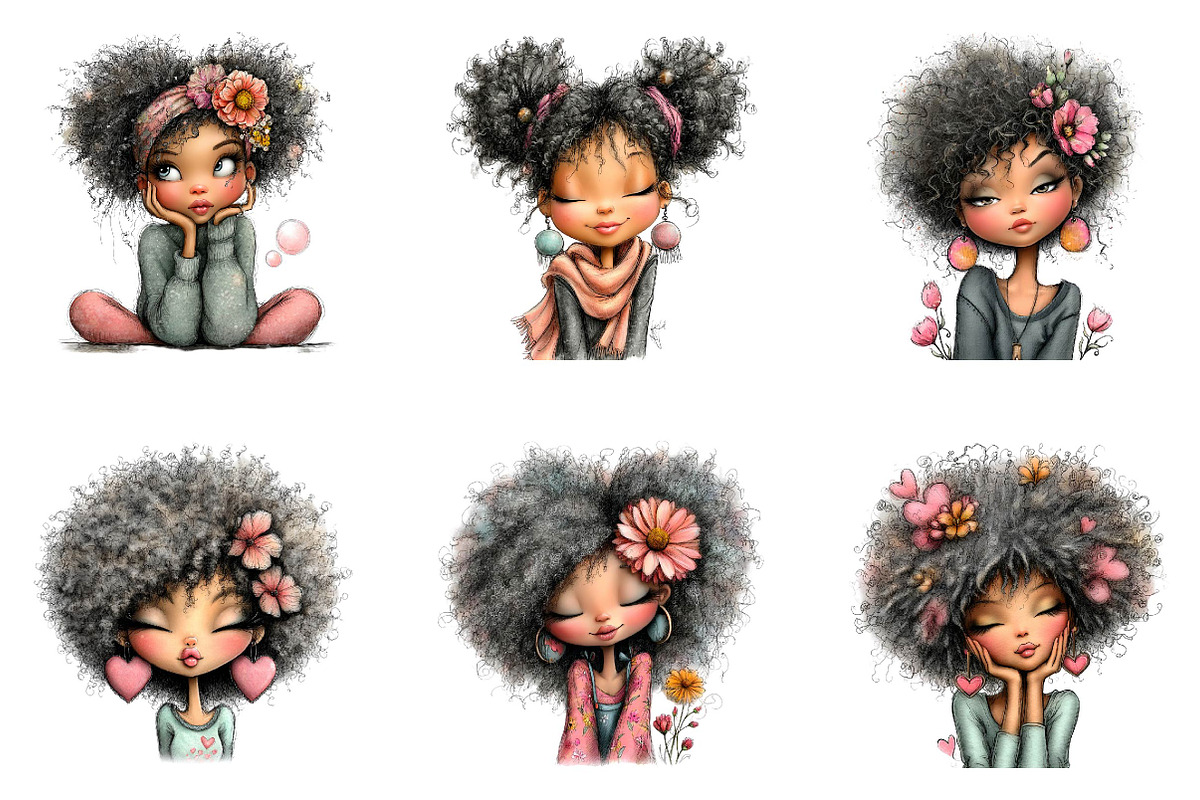 Spring Black Woman Clipart, an Illustration by CreationArt (Photo 4 of 7)