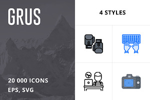 20 000 GRUS Icons. 4 Syles