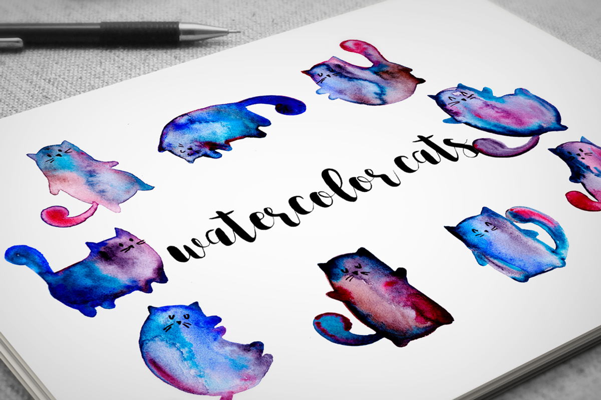 Watercolor cats, an Object Graphic by Kotozoid (Photo 1 of 2)