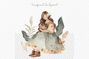 Cottagecore watercolor clipart, a Person Illustration by MyLittleMeow (Thumbnail 6 of 6)
