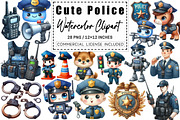 Watercolor Cute Police Clipart, a Graphic by CitraGraphics (Thumbnail 1 of 4)