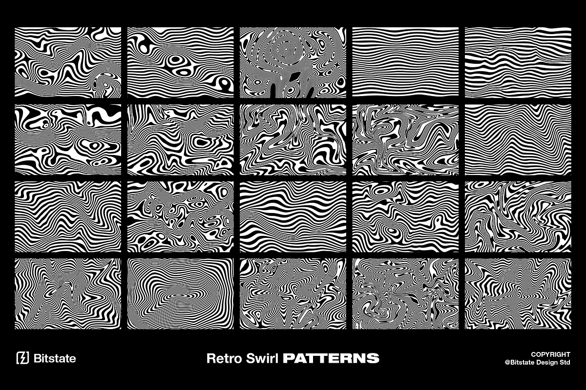 Retro Swirl Vector Patterns, a Pattern Graphic by Bitstate Design (Photo 3 of 5)