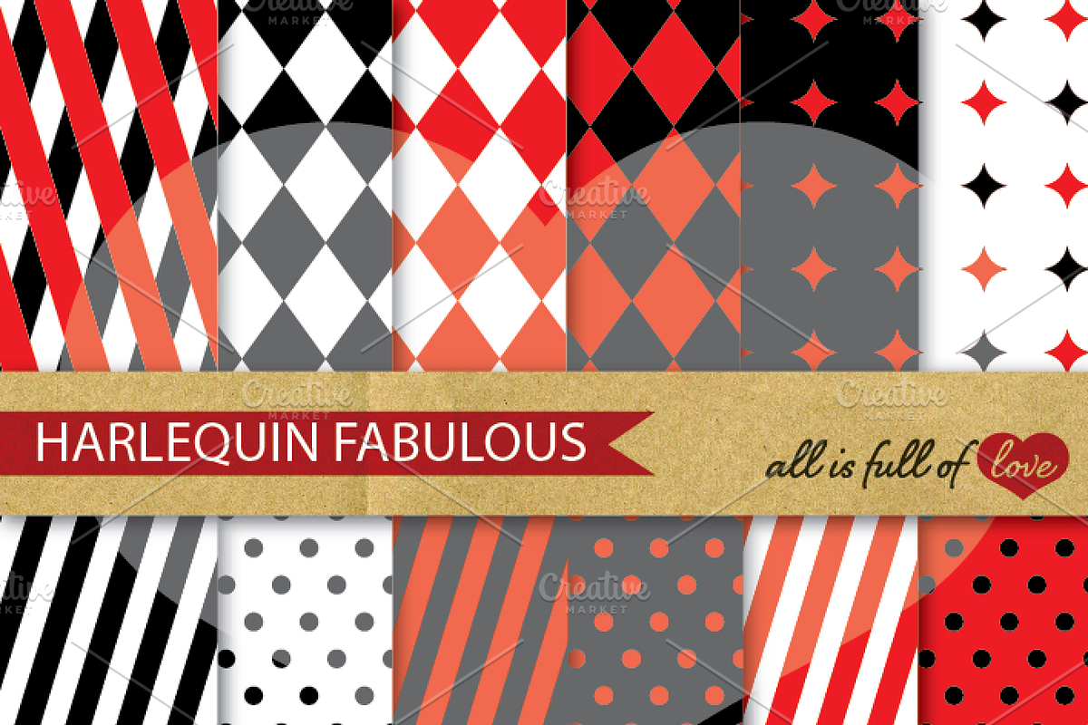 Harlequin Papers Red Black Patterns