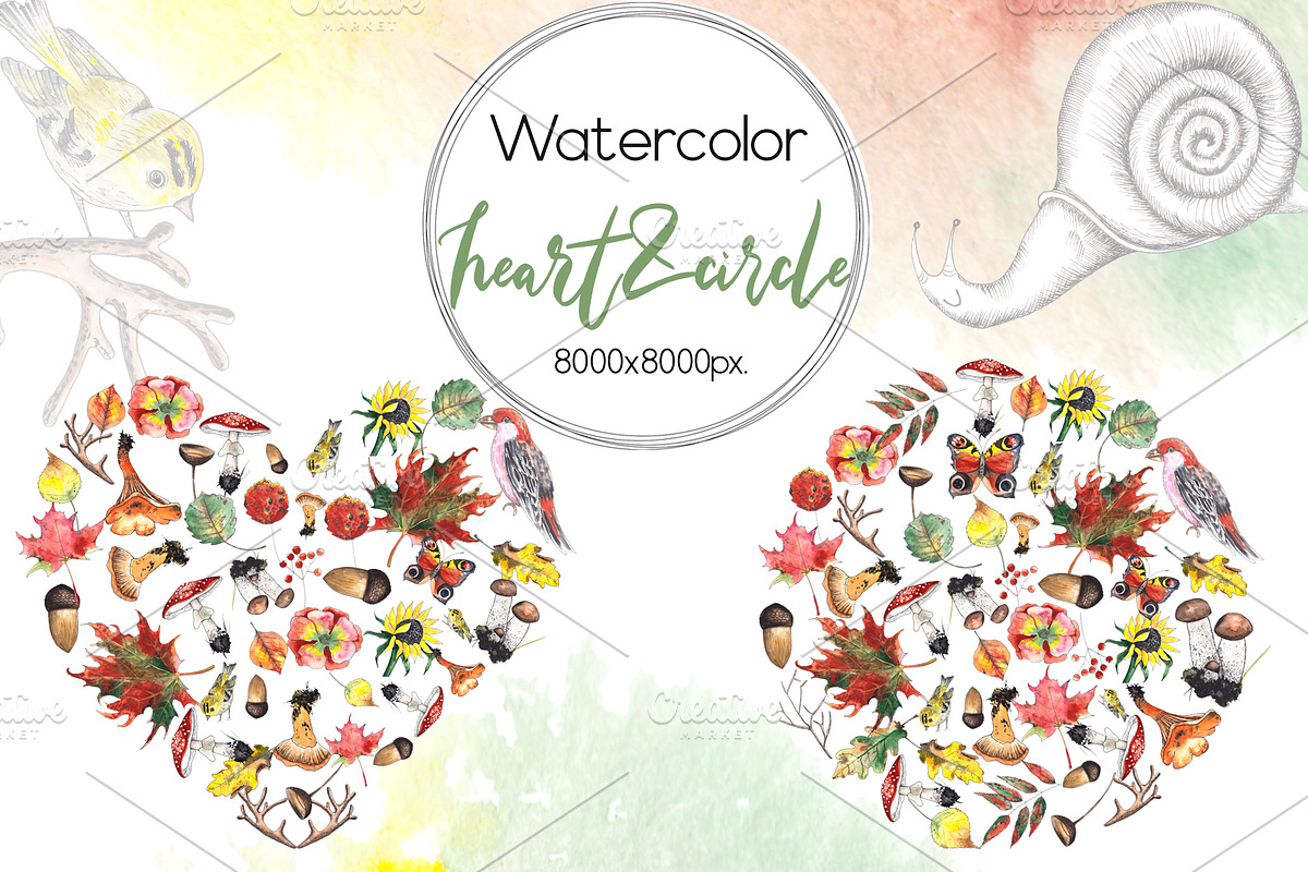 Autumn. Watercolor & graphic set, an Object Graphic by Ana-Sakuta (Photo 4 of 15)