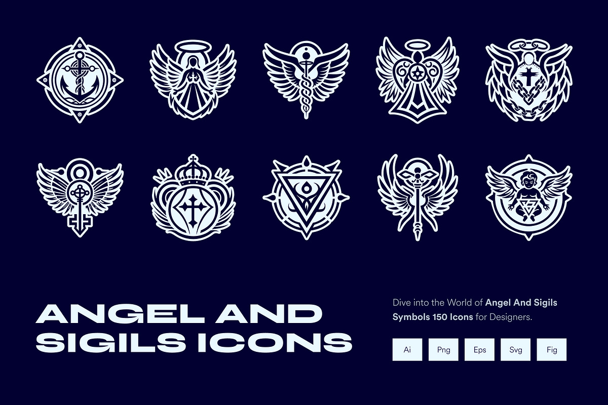 Angel Symbol and Sigils Set, a Solid Icon by Creative Stall (Photo 2 of 9)