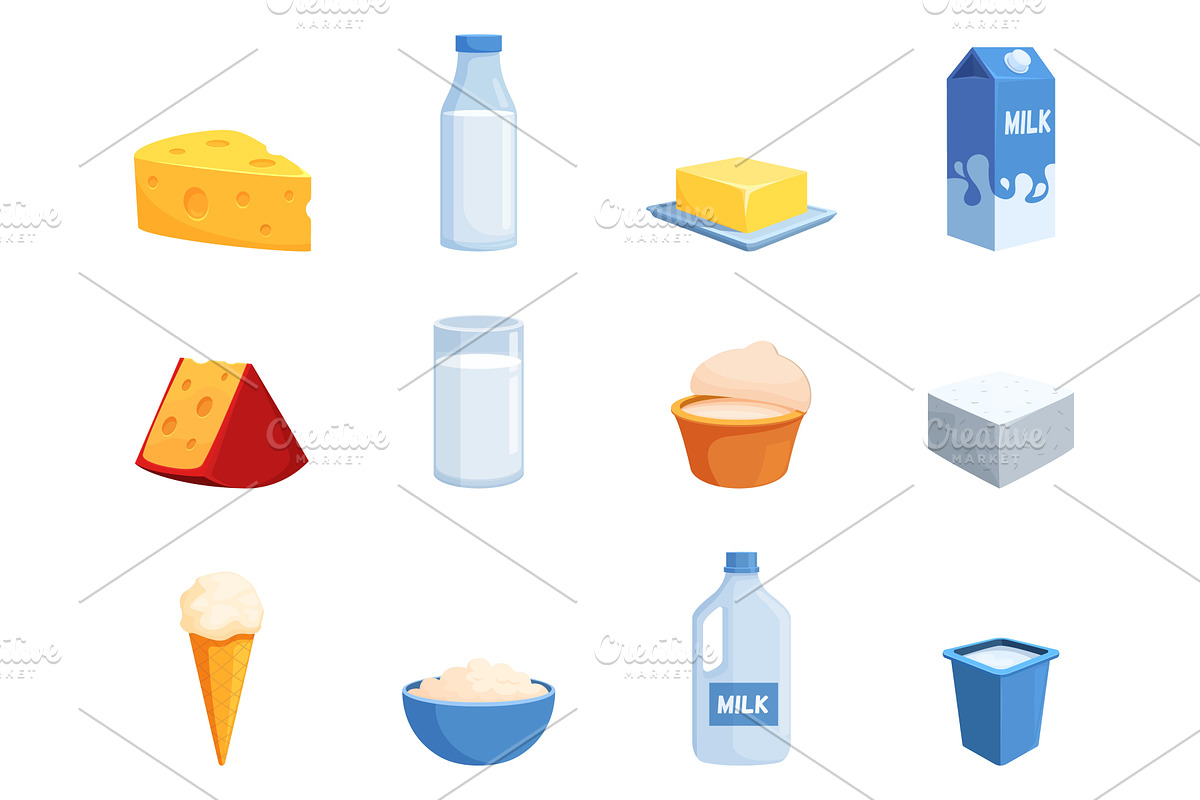Dairy products. Cheese milk butter, a Food Illustration by Valerie Bodnar