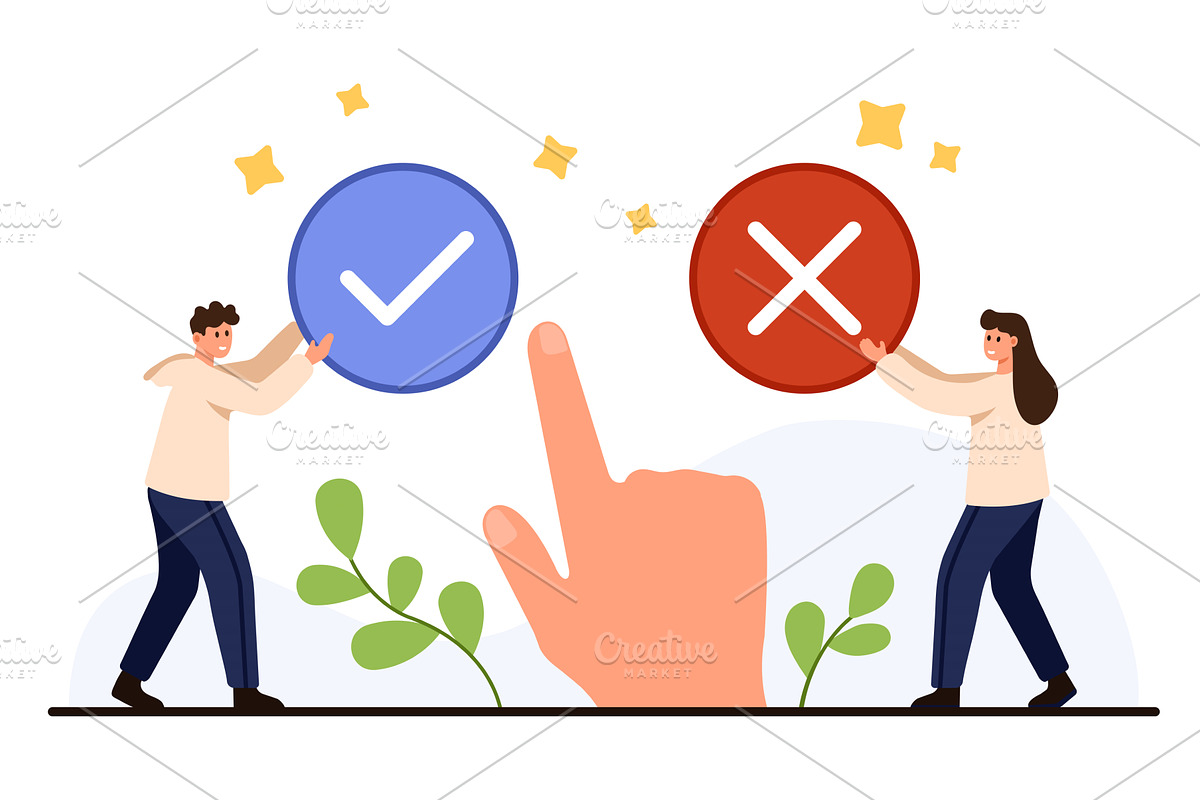 Decision Making Yes or No Choice, an Object Illustration by Flashvector