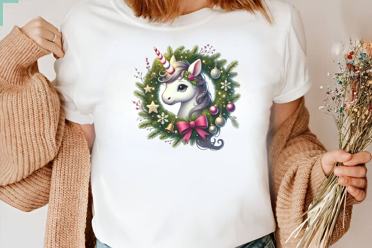 Christmas Cute Unicorn Clipart, an Illustration by DreamArtGraphic (Photo 3 of 5)