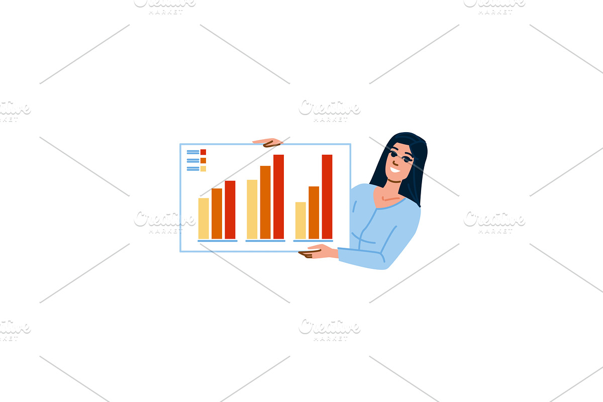 Businesswoman showing bar chart, a Finance Illustration by pikepicture