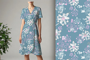 Lacy Drawn Floral Seamless Pattern