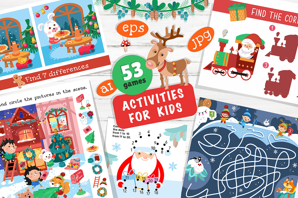 Merry Christmas Activity Games, an Education Illustration by ArtyCats (Photo 1 of 8)