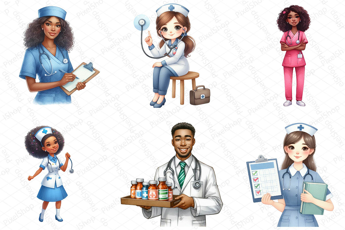 African Nurse Woman Clipart, an Illustration by DreamPrint404 (Photo 2 of 3)