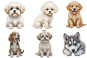 Watercolor Dog Clipart Bundle, an Illustration by Pixels.Craft (Thumbnail 2 of 3)