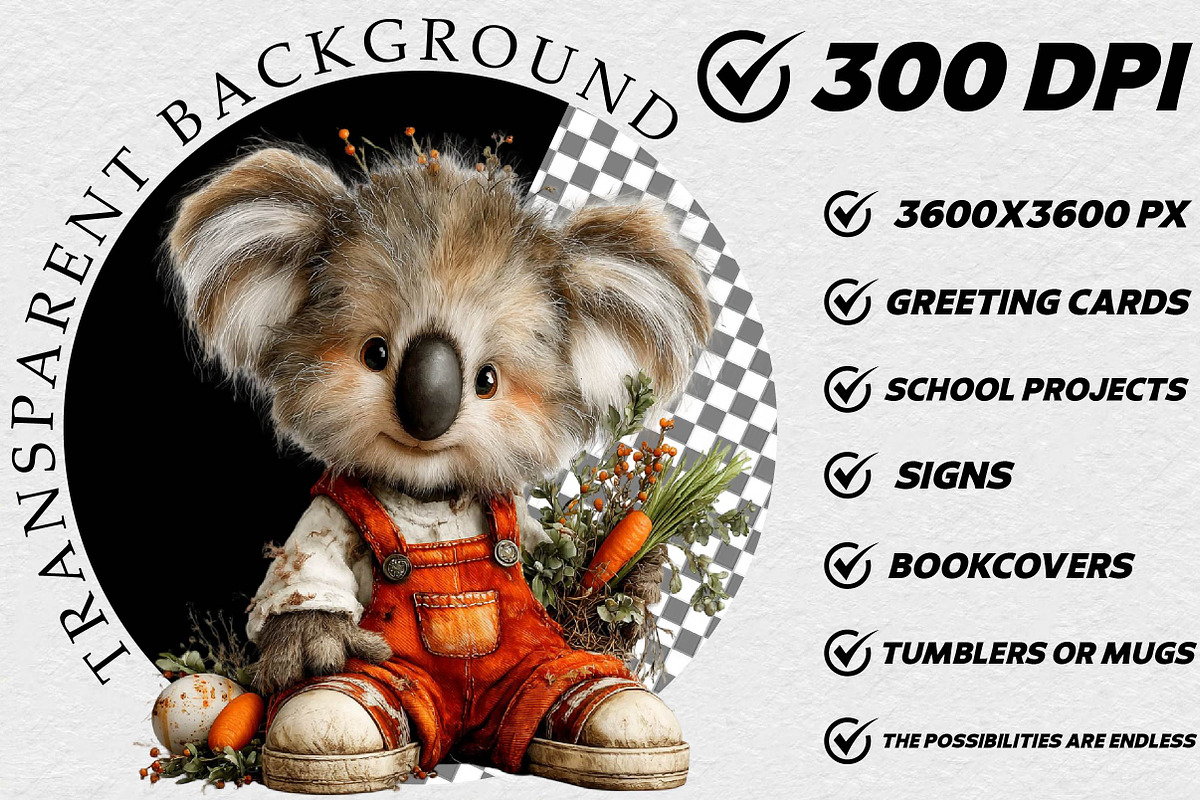 Whimsical Easter Koala Clipart, an Illustration by DreamCafeArt (Photo 2 of 6)