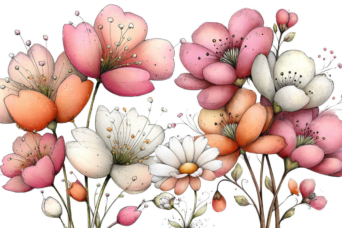 Whimsical Spring Wildflower Clipart, an Illustration by Dream Creation (Photo 6 of 6)