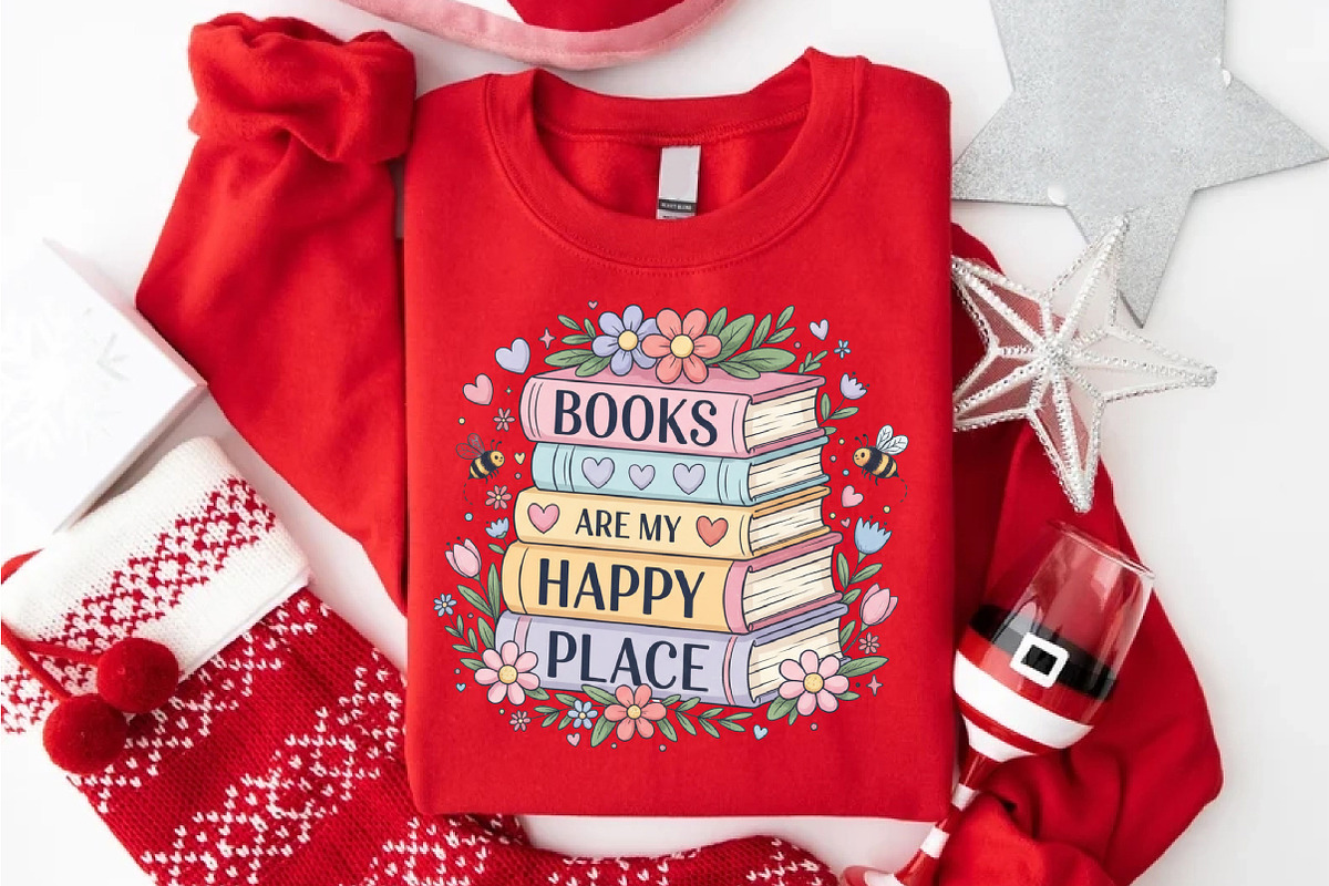 Books Are My Happy Place PNG, Aesthe, an Illustration by Designking (Photo 6 of 6)