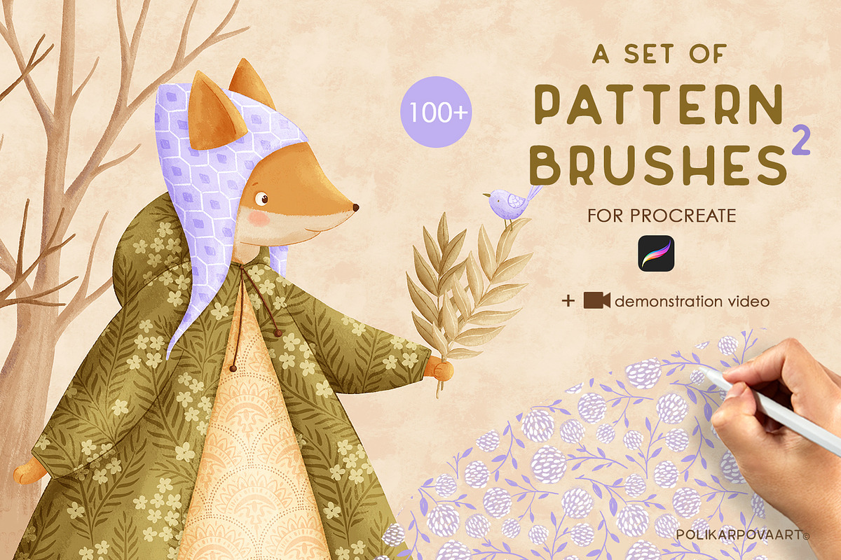 Double brush patterns for Procreate, a Brush Add-On by polikarpovaart (Photo 1 of 9)