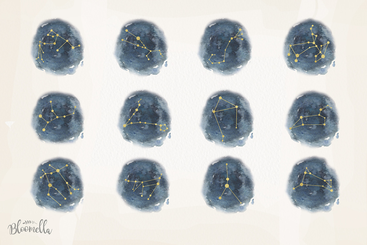 Star Signs Set Watercolor Astrology, an Illustration by Bloomella (Photo 7 of 7)