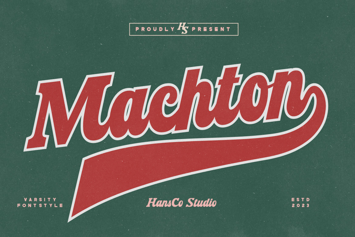 Machton - Varsity Font, a Script Font by HansCo Studio (Photo 8 of 9)
