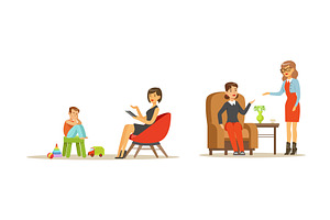People Visiting Female Psychologist, a Person Illustration by TopVectors