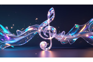 Glowing treble clef with colorful, an Illustration by tilialucida