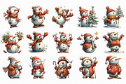 Red Christmas Snowman Clipart, an Illustration by Libby Wishes (Thumbnail 2 of 7)