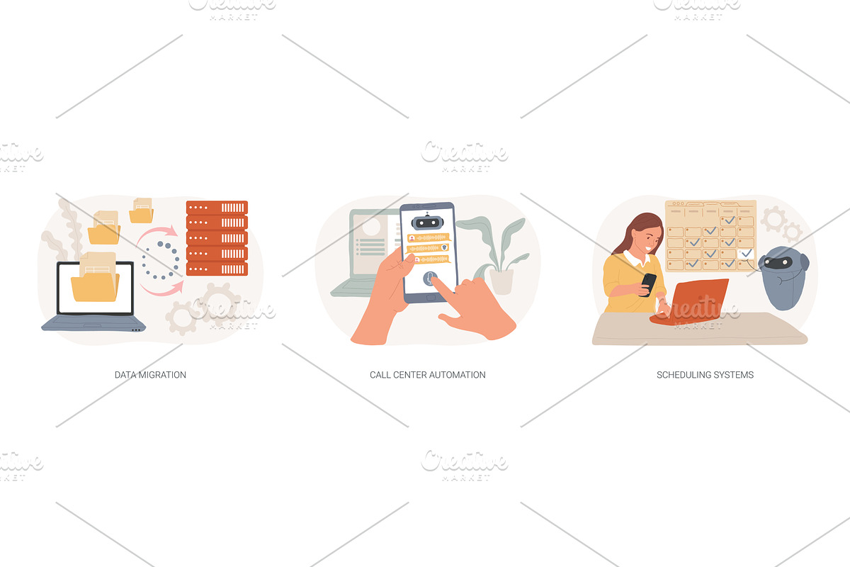 Automation software isolated cartoon, a Technology Illustration by Visual Generation