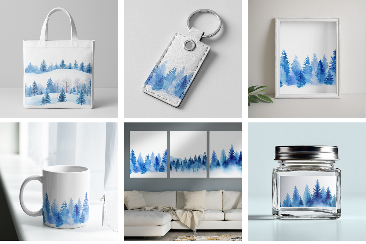 Watercolor Winter Forest, an Illustration by Mashimara (Photo 6 of 6)