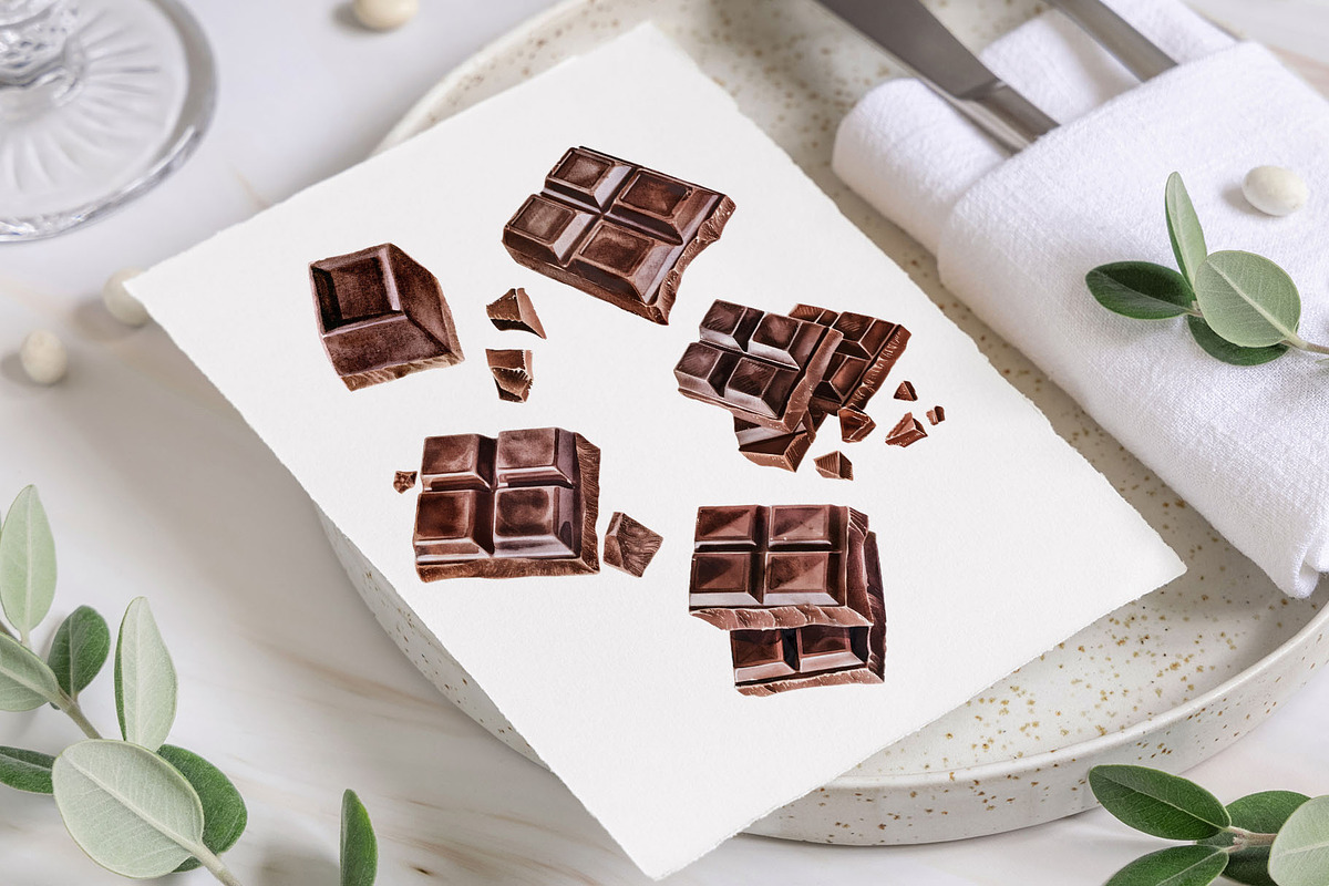 Watercolor Chocolate Vector Set, a Pattern Graphic by Deckar_art (Photo 4 of 4)